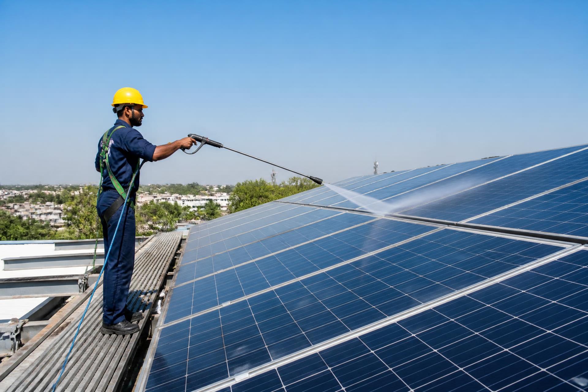 Professional solar panel cleaning by CLEANKART in Rajasthan